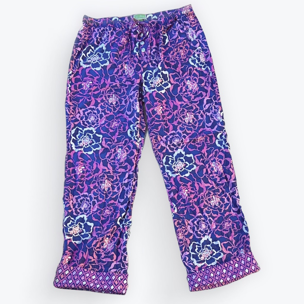 Vera Bradley Katalina Pink Floral Print Lightweight Drawstring Pajama Pants ~ M